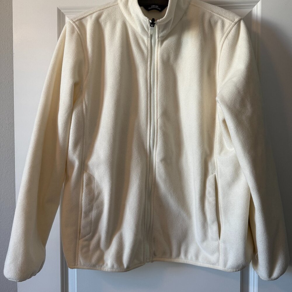 Women's Land's End Zip-Up Fleece Size L Cream